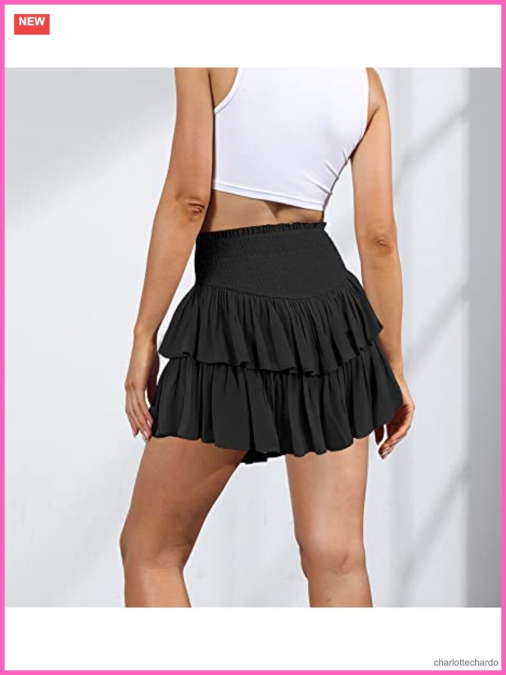 High Waist Ruffle Flowy Mini Skirt Pleated Lined Casual Summer Rayon - Picture 2 of 5